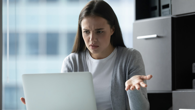 woman frustrated at computer