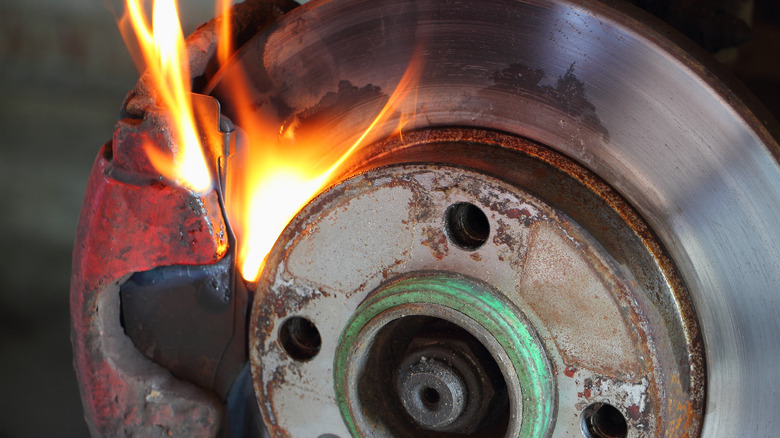 Burning brake pads