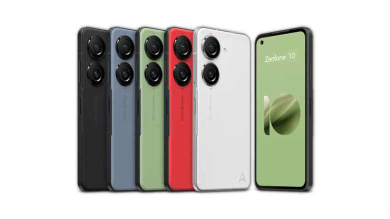 Asus Zenfone 10 in five different colors