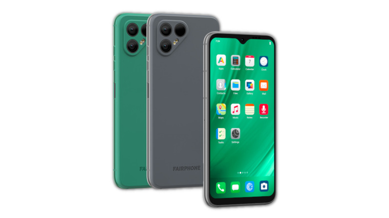 Fairphone 4 in green and grey colors