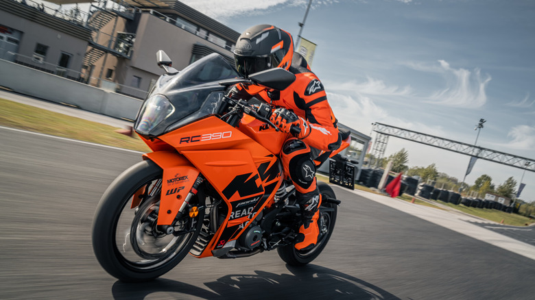 KTM RC 390 on racetrack