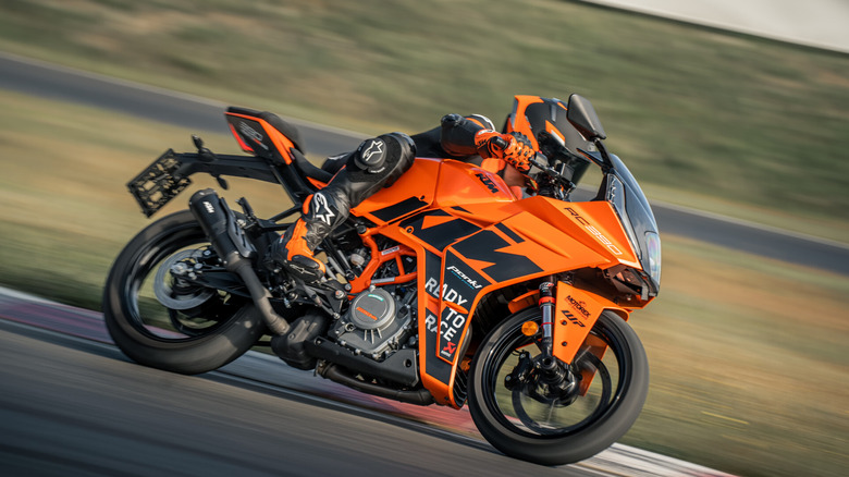 KTM RC 390 on racetrack