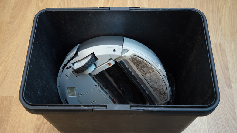 Robot vacuum in a trash can