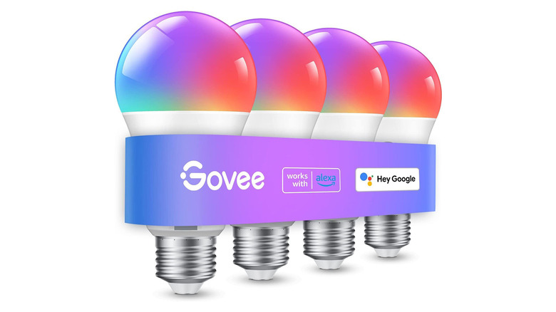 A pack of four smart light bulbs with RGB lighting