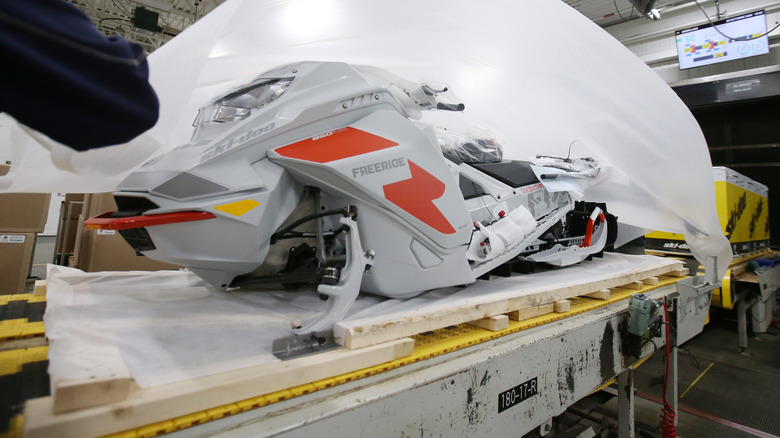 Ski-Doo snowmobile under wraps