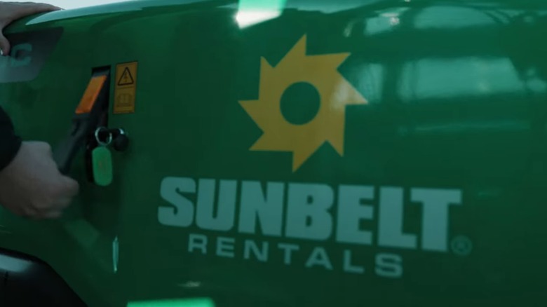 sunbelt rentals logo on tractor