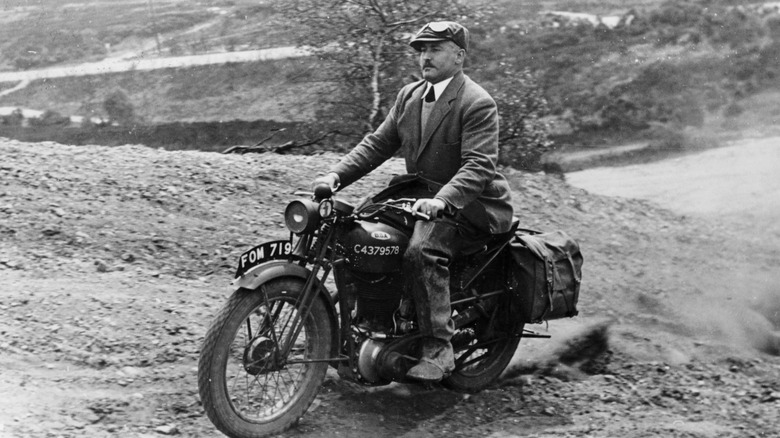 Man riding BSA motorcycle