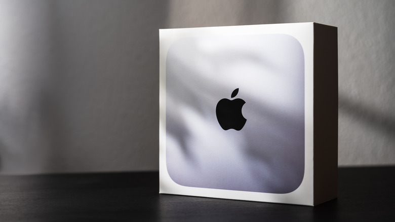 The Apple Mac Mini in its box.