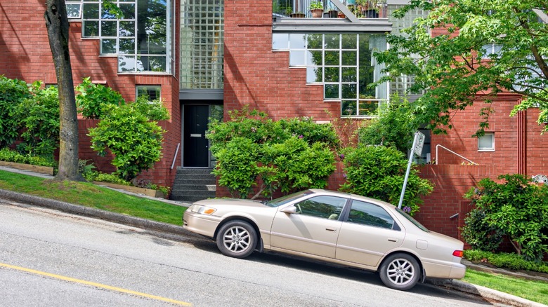 car parked uphill