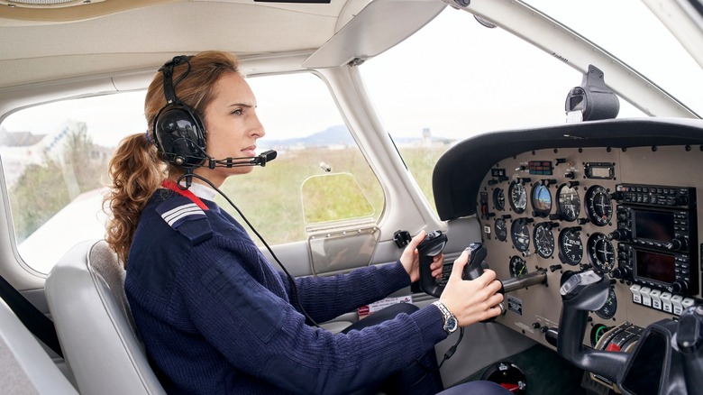 pilot in cockpit