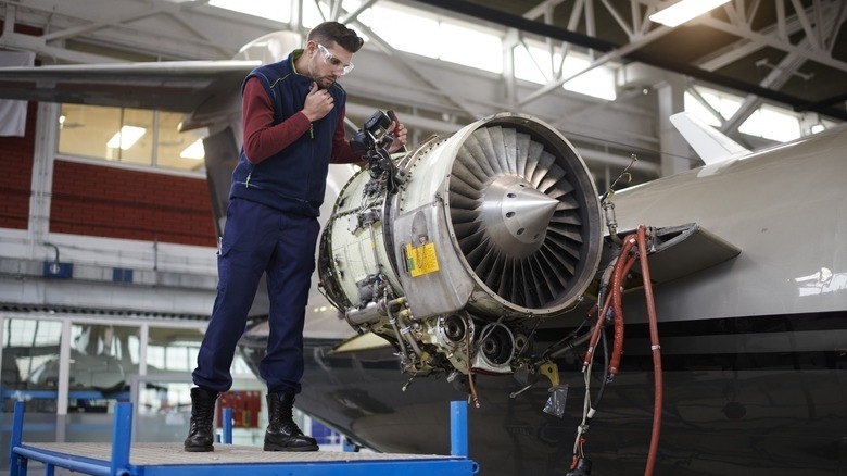 aircraft maintenance technician working