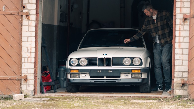 BMW e30 in garage