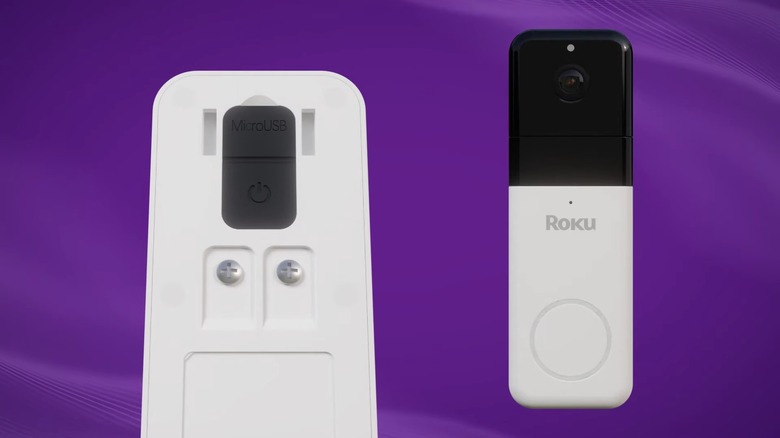 The back of the Roku wireless doorbell with a power button and port