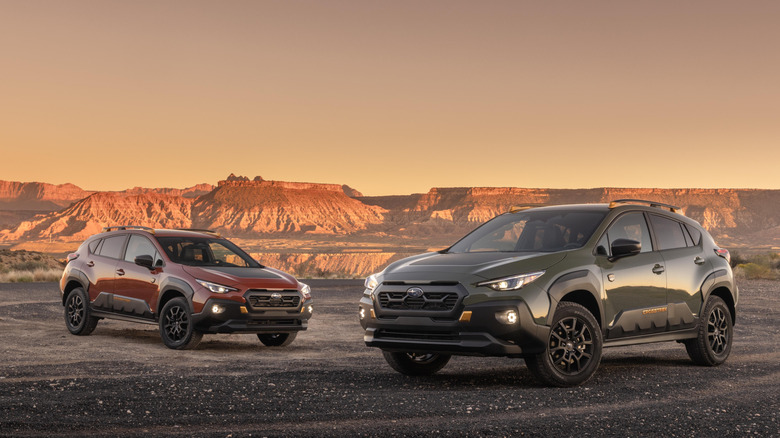 two 2024 Subaru Crosstreks parked off-road