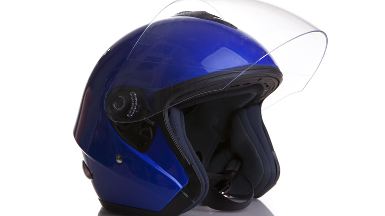 Blue motorcyle helmet