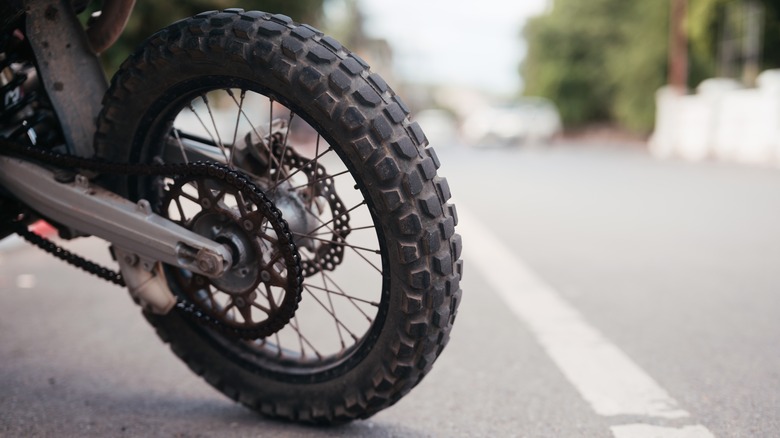 Bke tire parked on street