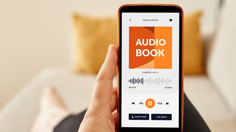 Audiobook playing on a phone