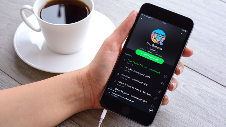 Spotify playlist on a phone