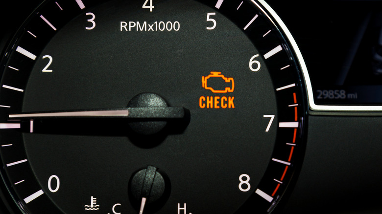 Car dashboard check engine light