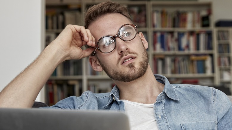 Man staring away in thought