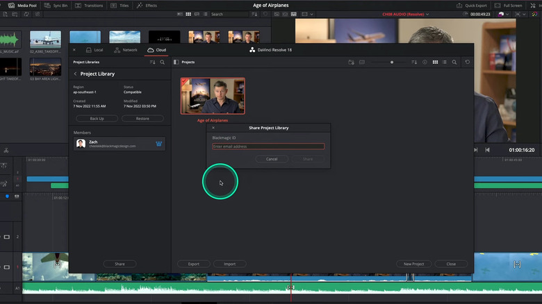 Video being shared on Blackmagic Cloud