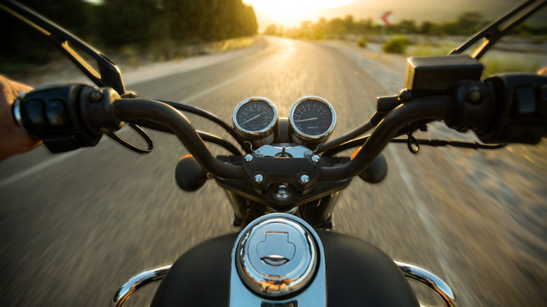 pov of motorcycle rider on the road