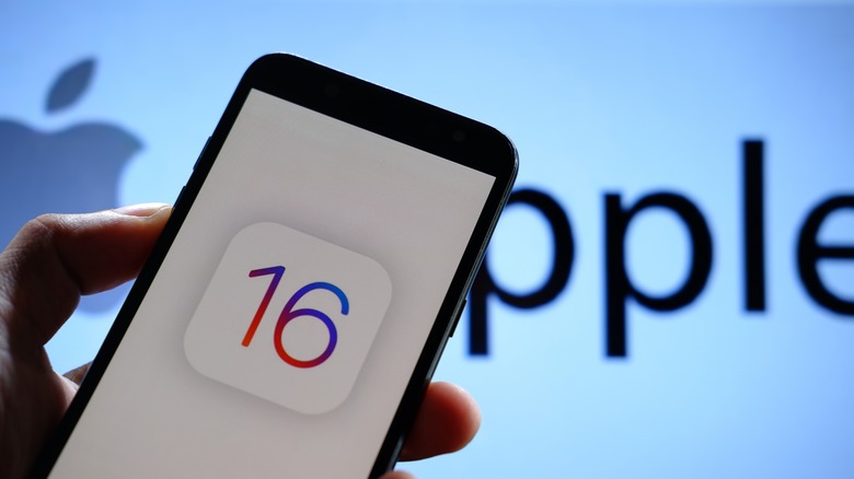 iphone with iOS 16 logo