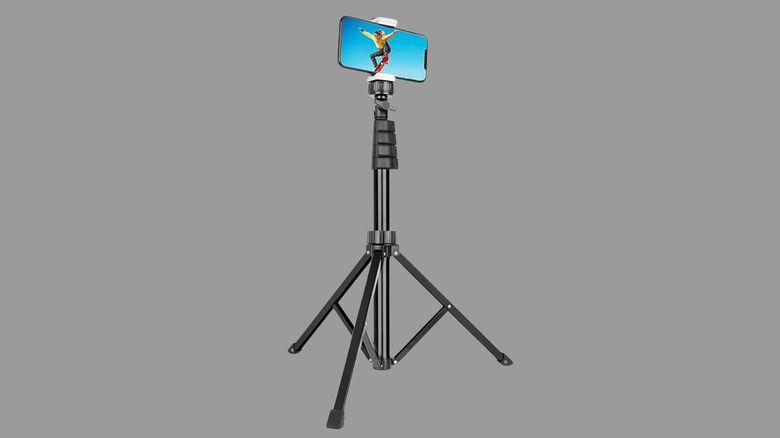 iPhone mounted on a tripod