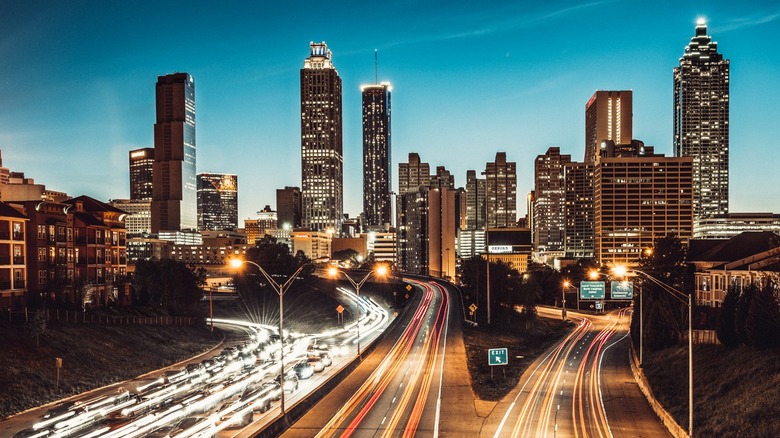 long exposure of city