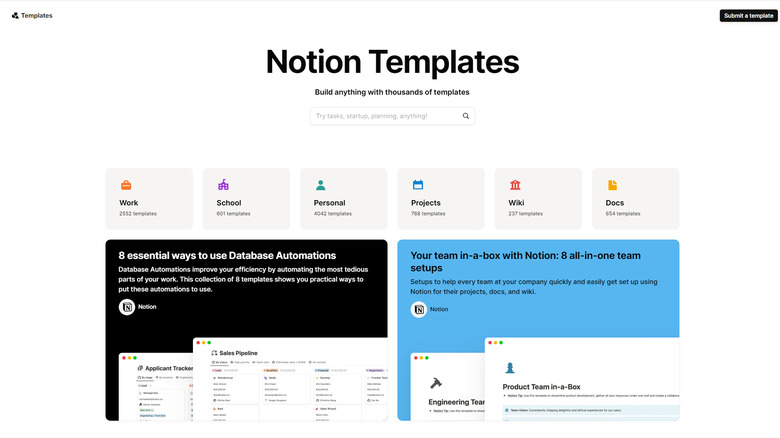 Notion template gallery