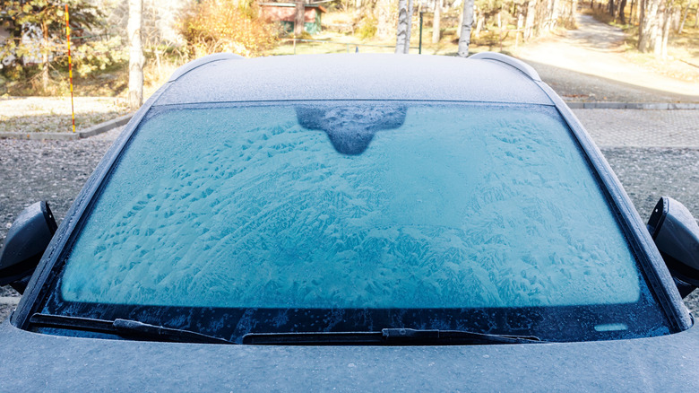 Car with wet windscreen