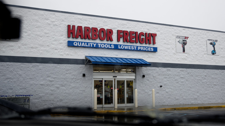 View of a Harbor Freight store from a car