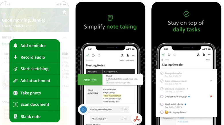 Screenshots of Evernote's App Store carousel