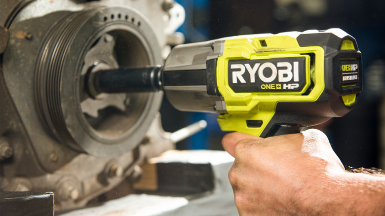 18V One+ ½-Inch High Torque Impact Wrench in use