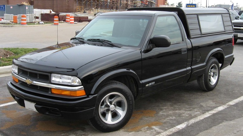 Chevy S-10 parked by construction 