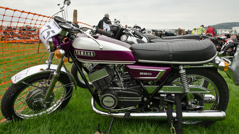 A Yamaha YR-5 bike at a motorcycle festival