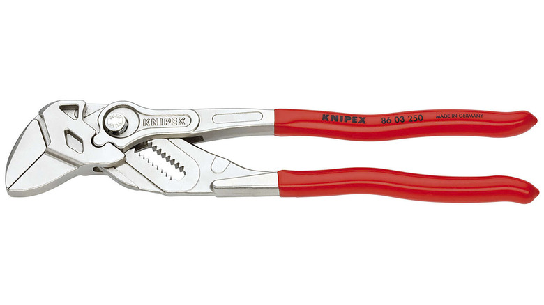 Pliers wrench with red handle