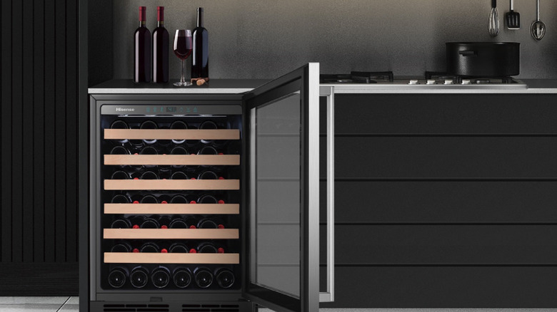 Hisense wine cooler in a kitchen