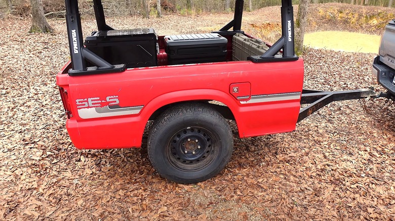 Truck bed converted to trailer