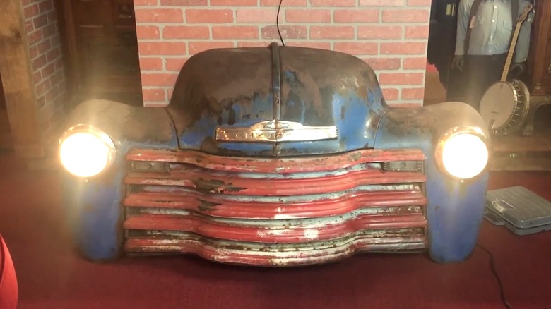 Chevy front end wall art with working headlights