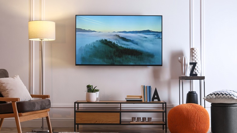 mounted tv in living room