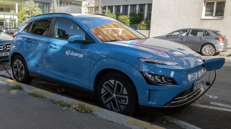 a charging Hyundai Kona EV