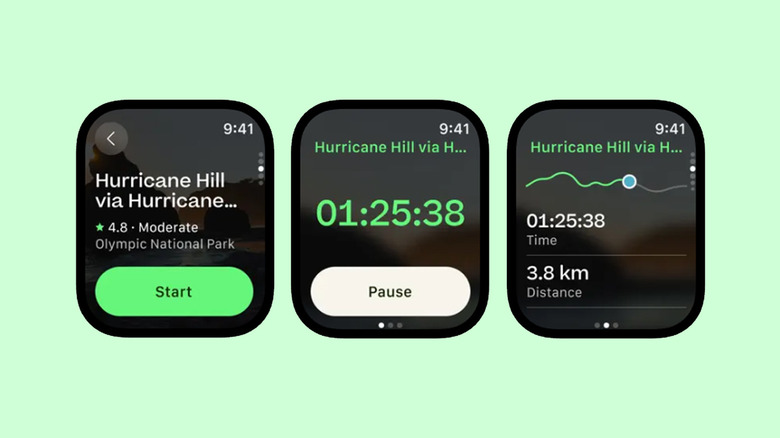 AllTrails Apple Watch screenshots