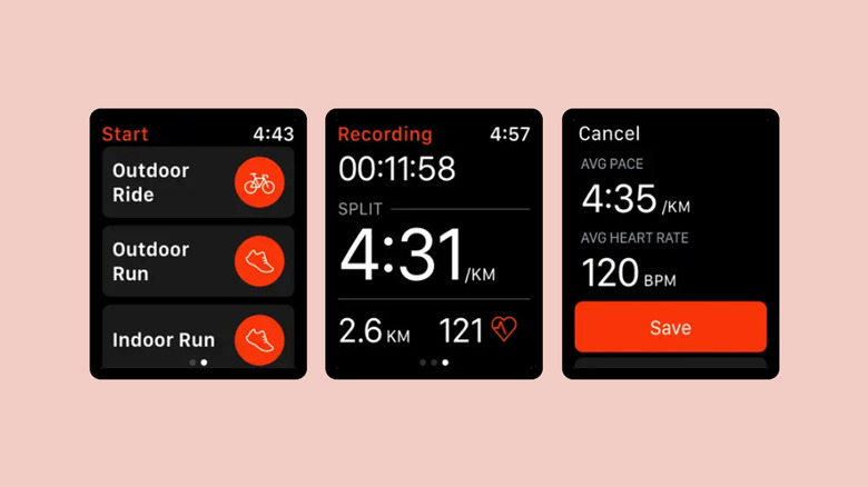 Strava Apple Watch app screenshots