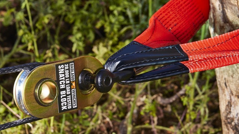 Badland Snatch Block attached to tree