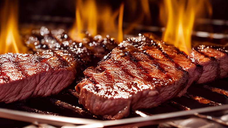 Steaks on grill