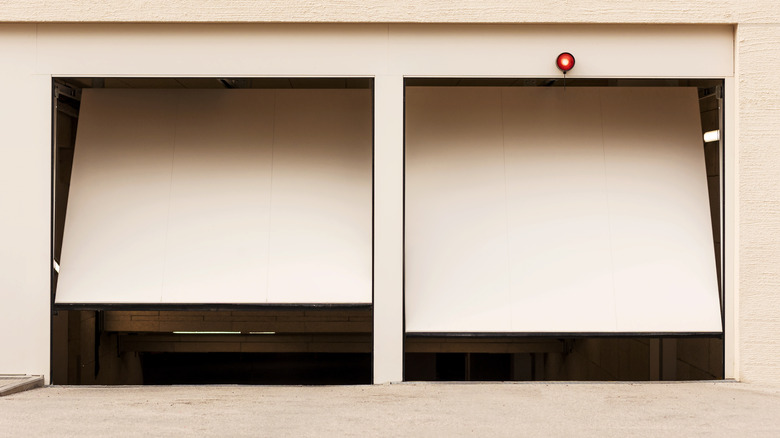 Two garage doors opening