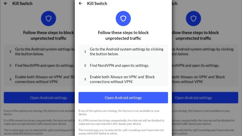 NordVPN Android kill switch menu