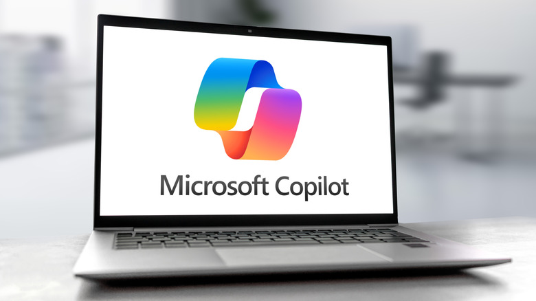 Microsoft Copilot icon on a laptop screen with white background