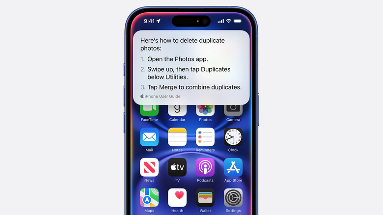 screenshot showing Siri giving instructions